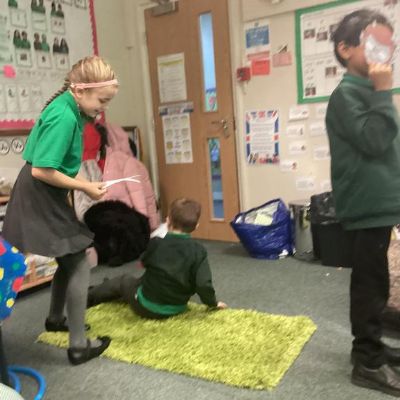 The children have thoroughly enjoyed acting out the story of The Three Billy Goats Gruff to help them to try to remember the events and order of the story.