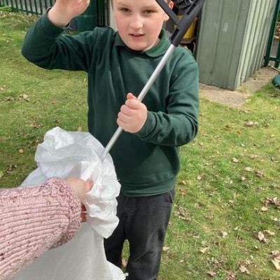 This week we have been raking and composting leaves and litter picking in the playground.